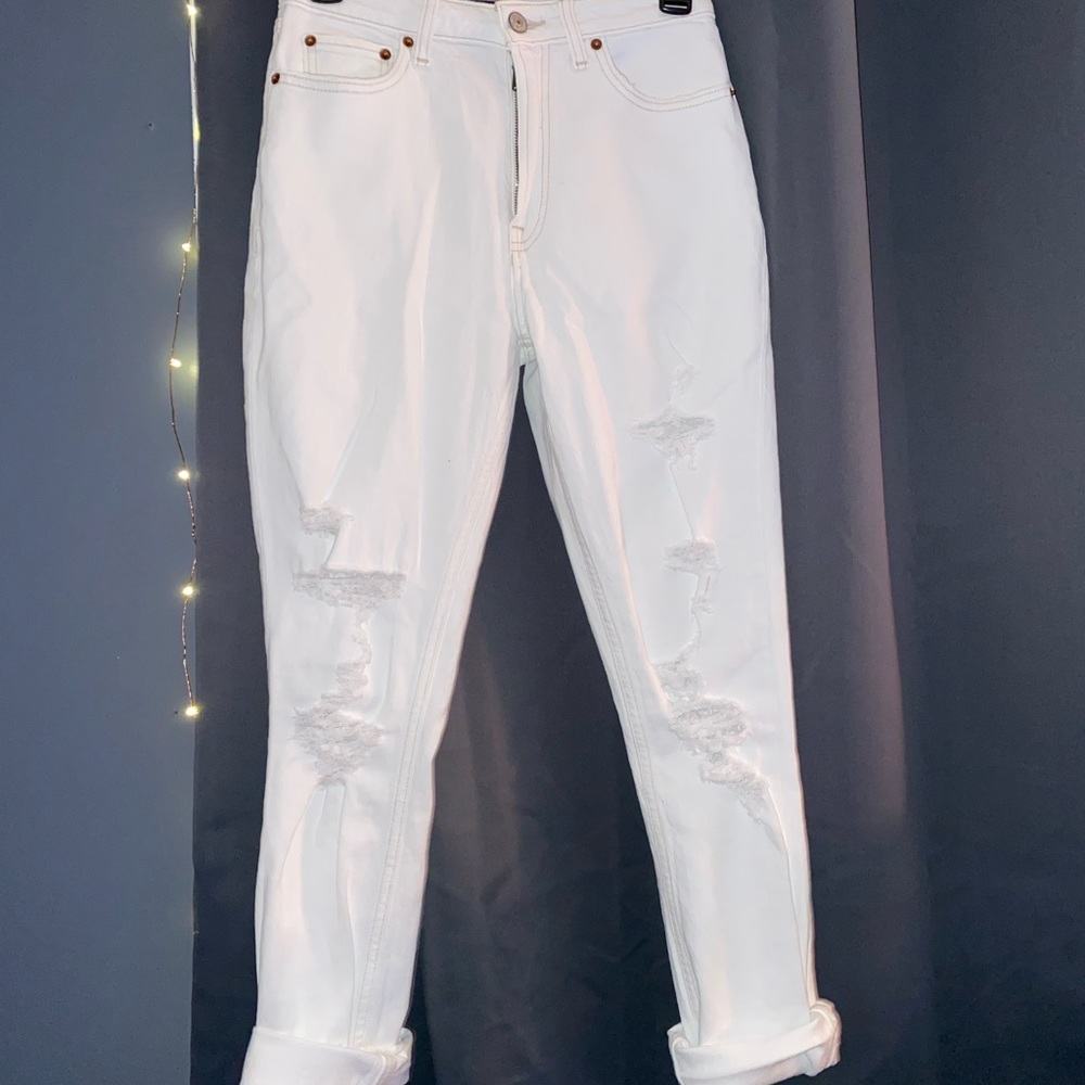 Abercrombie and Fitch white high rise white jeans